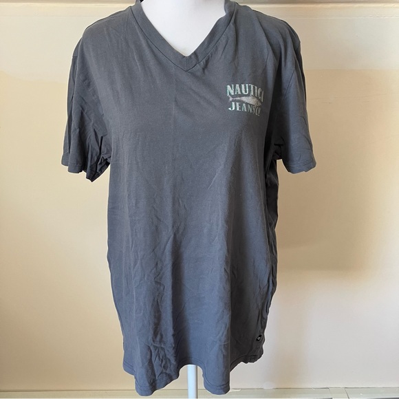Men’s Nautica Jeans Fish Gray V Neck T Shirt size Medium - Picture 4 of 6